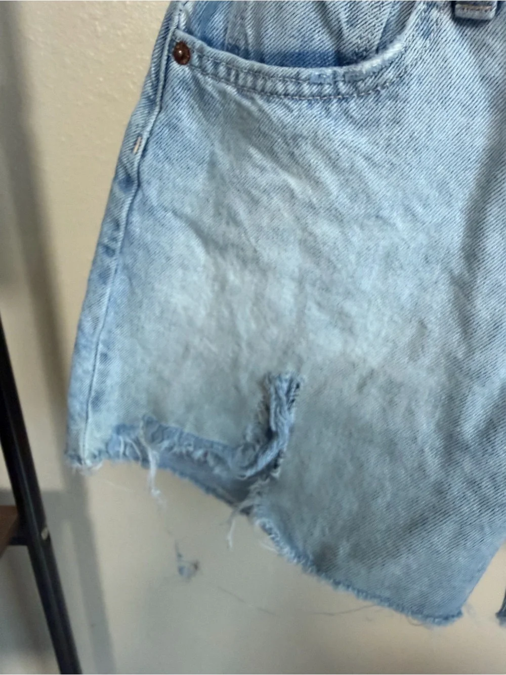Old Navy Light Blue Denim Cutoff Shorts with Small Floral Embroidery
